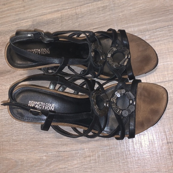 Kenneth Cole Reaction black Cedar Dining leather wedges - Picture 8 of 9